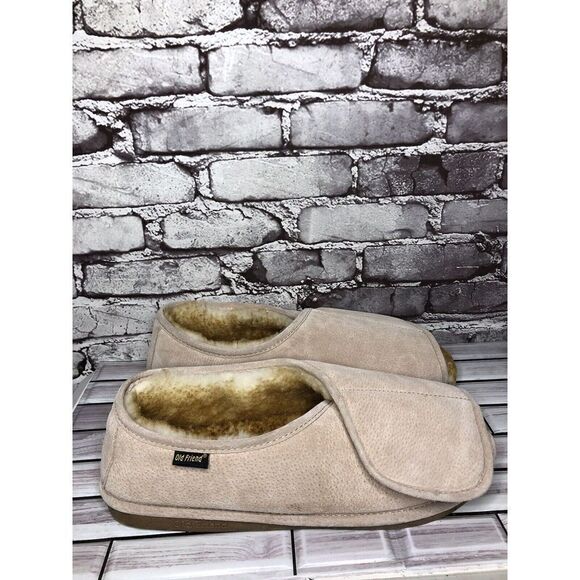 Old Friend Beige Peep Toe Strap Sheepskin Fur Slippers Men Sz 14-15M US/48EU main image 15